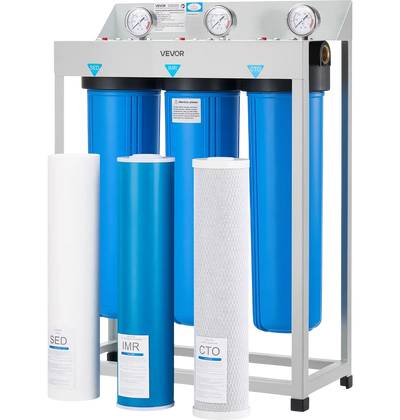 Vevor Whole House Water Filter System 3-Stage Sediment Iron Manganese CTO Purifier New