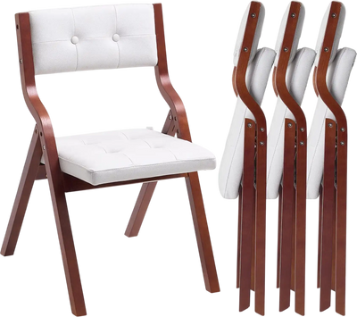 Vevor Wooden Folding Chairs with Cushion Set of 4 New