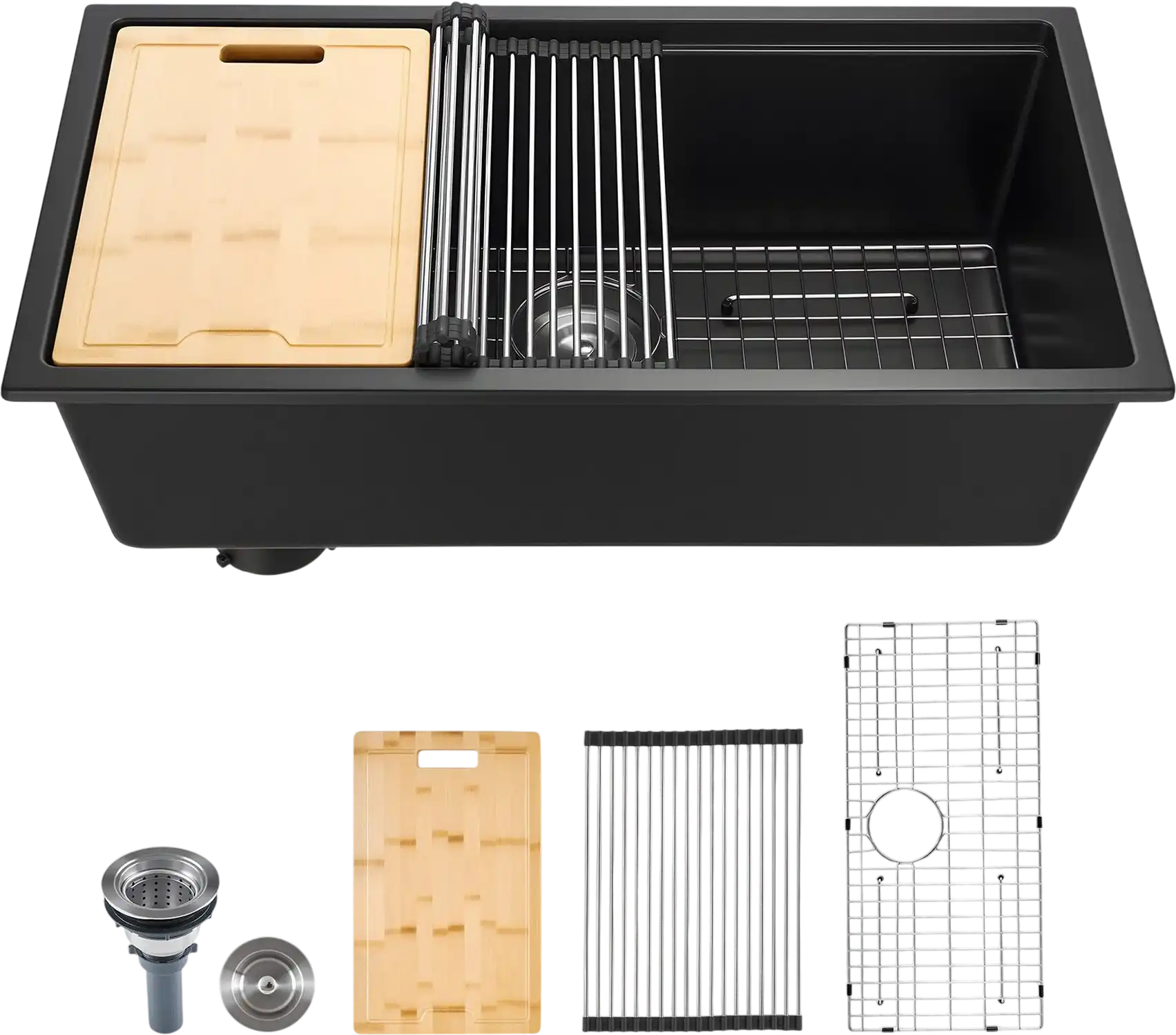 Vevor Granite Composite Kitchen Sink 33 in. Undermount Single Bowl with Drain Set New