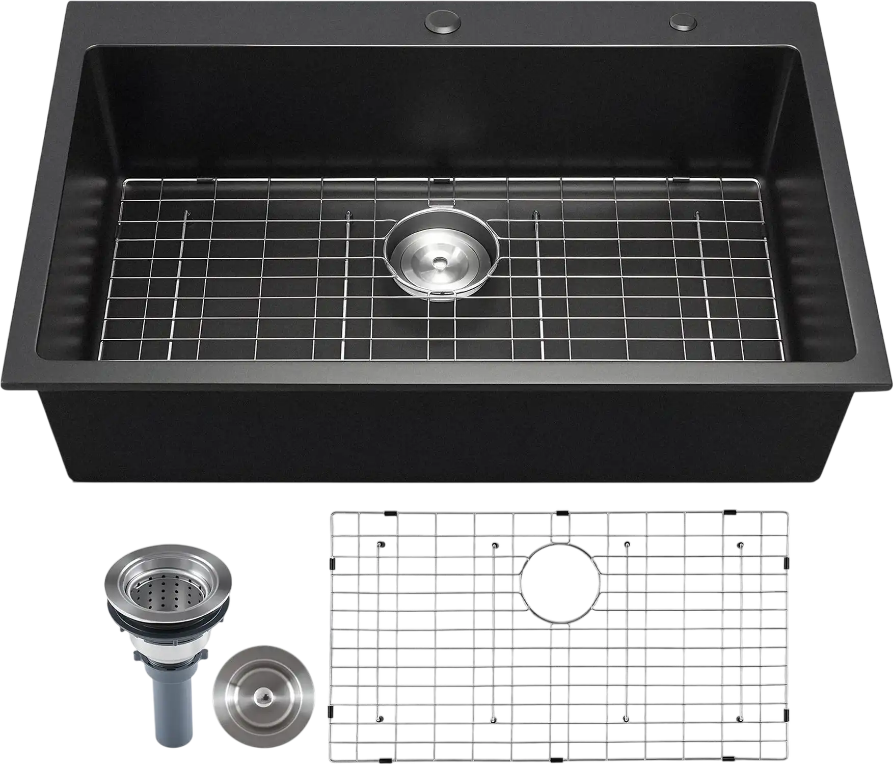 Vevor Granite Composite Kitchen Sink 33 in. Top Mount Single Bowl with Drain Set New