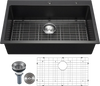 Vevor Granite Composite Kitchen Sink 33 in. Top Mount Single Bowl with Drain Set New