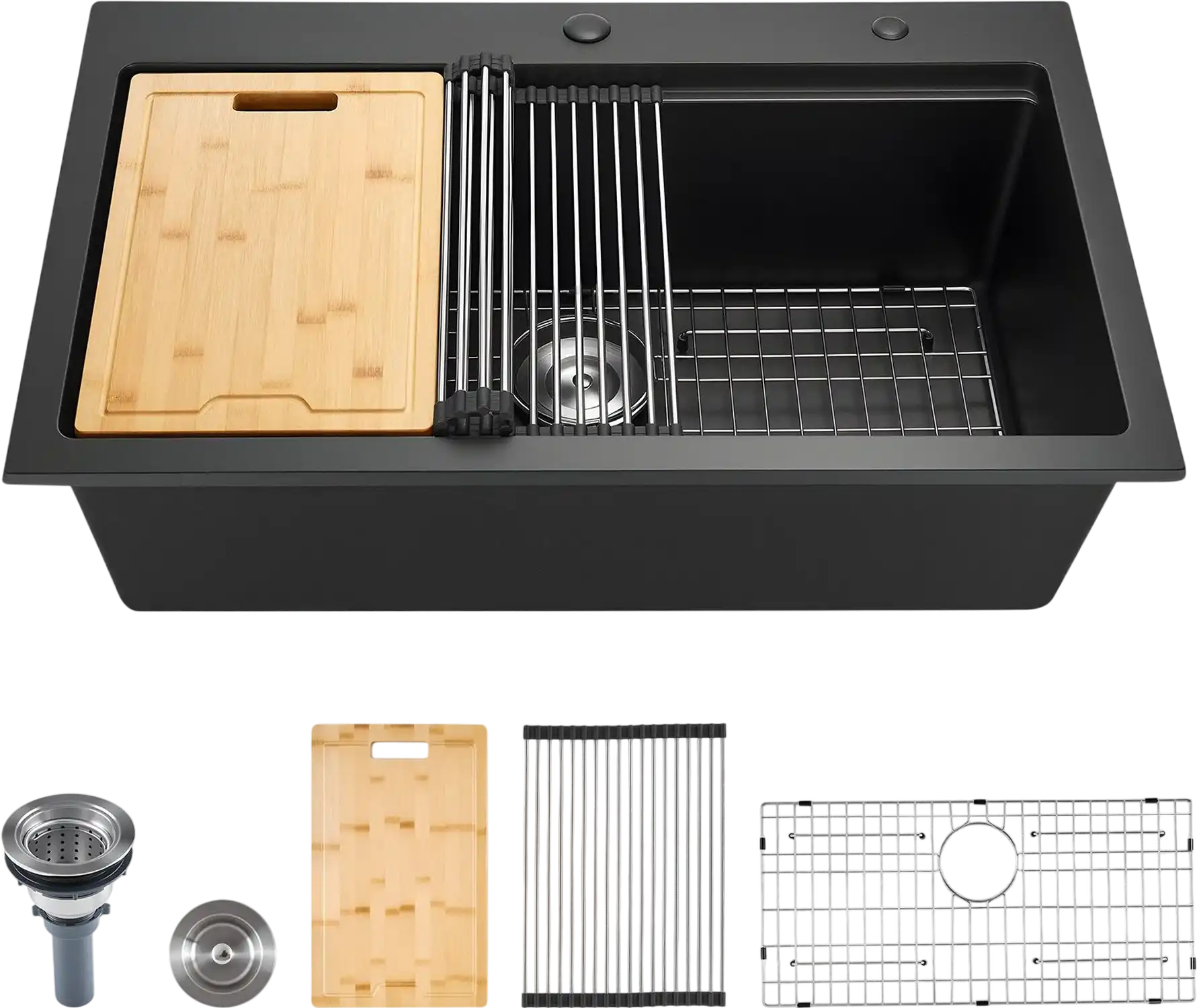 Vevor Granite Composite Kitchen Sink 33 in. Top Mount Single Bowl with Cutting Board Drain Set New