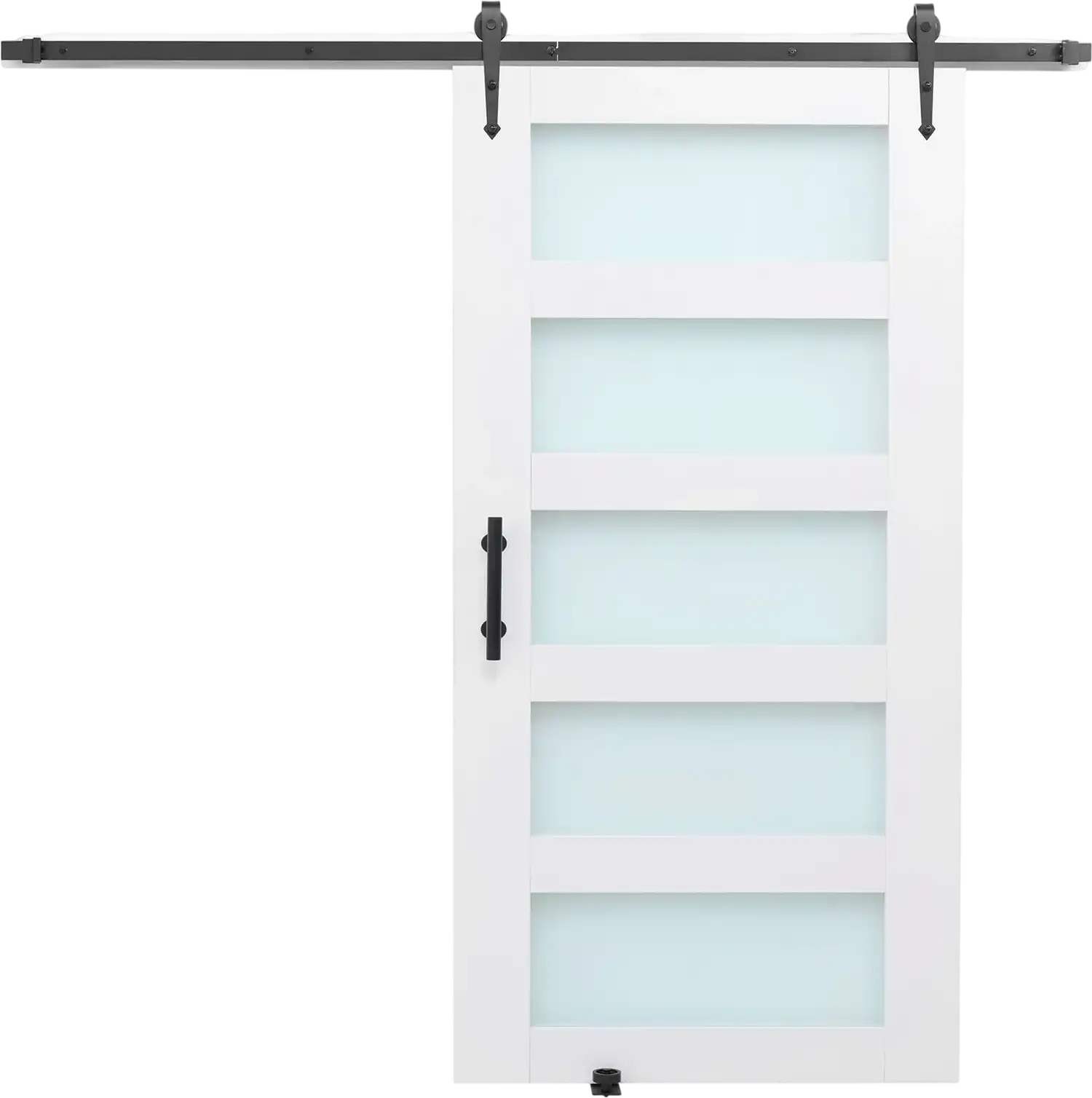 Vevor Sliding Barn Door 42 x 84 in. Frosted Glass Windows with Hardware Kit New