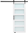 Vevor Sliding Barn Door 36 x 84 in. Frosted Glass Windows with Hardware Kit New