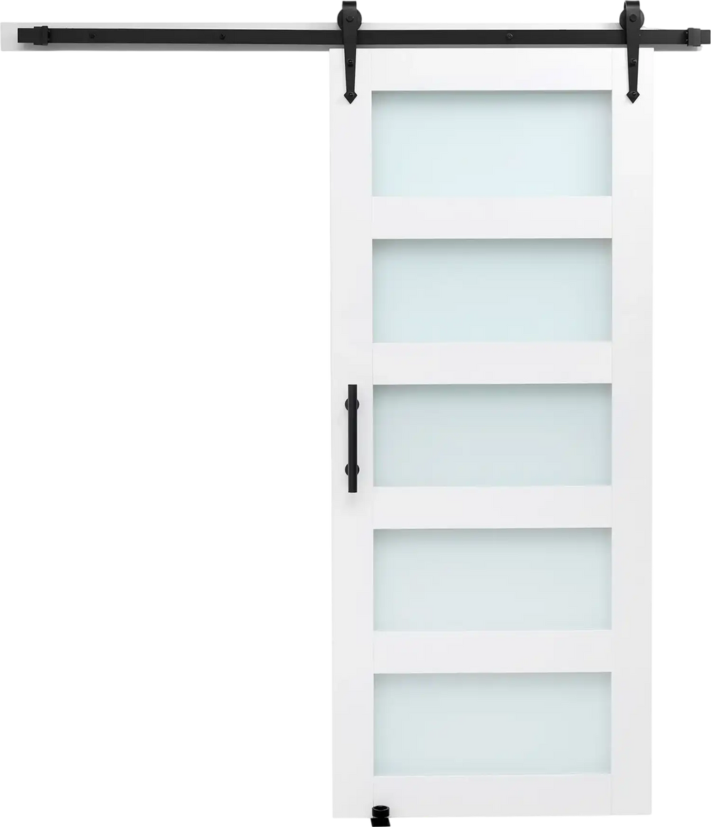 Vevor Sliding Barn Door 36 x 84 in. Frosted Glass Windows with Hardware Kit New