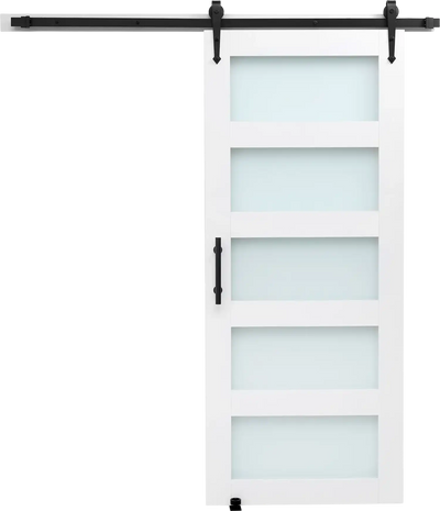 Vevor Sliding Barn Door 36 x 84 in. Frosted Glass Windows with Hardware Kit New