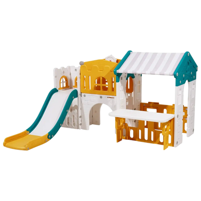 Vevor Outdoor Toddler Playhouse with Slide Basketball Crawling Tunnel New