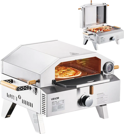 Vevor Pizza Oven 2-in-1 Grill 13 in. Gas Fired with Built-in Thermometer Cordierite Pizza Stone New