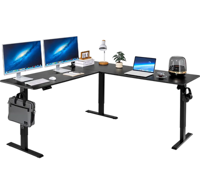 Vevor Electric Desk 71 x 71 in. L-Shaped 28.4-45.2 in. Height Range with Dual Hooks New