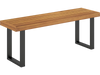 Acacia wood outdoor bench with a sturdy metal frame, 48 inches long, ideal for patio dining or garden seating.