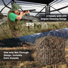 82-inch tall hunting blind with 270° one-way see-through panels, ideal for 3-4 hunters, featuring camouflage design.