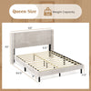 Queen size velvet bed frame with vertical channel tufted headboard, featuring sturdy rubber wood legs and under-bed.