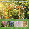 83" garden arbor with elegantly curved roof and side trellises, featuring deep planter boxes for climbing plants and.