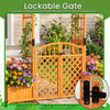 Garden arbor with lockable gate and two planter boxes in yellow, featuring fir wood construction and elegant trellises.