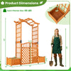 Garden arbor with gate and two planter boxes, made of fir wood, featuring a rustic finish and elegant curved roof.