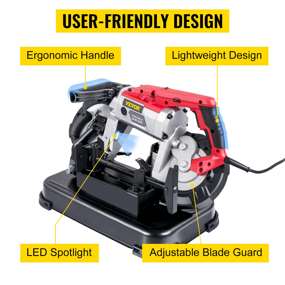 Vevor Cordless Band Saw 10A 110V 5" Cutting Capacity Removable Base New