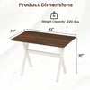 Modern dining table dimensions with a spacious wood grain surface, sturdy rubber wood frame, and X-shaped design.