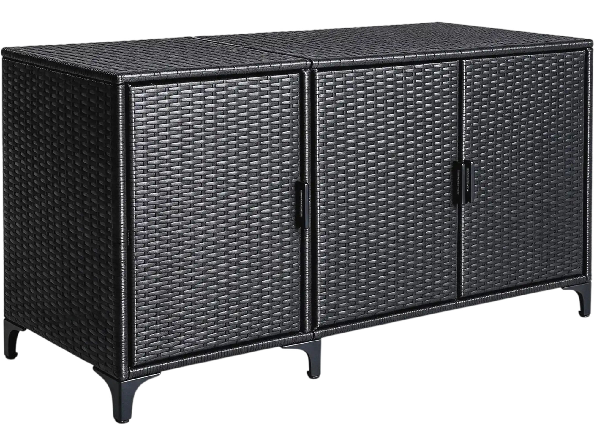 Costway 79 Gallon Patio Wicker Deck Box PE Rattan 3-Door Storage Cabinet 6 Compartments 71345982 New