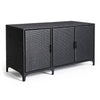 84 Gallon Patio Wicker Deck Box 3-Door PE Rattan Storage Container with Removable Shelves-Black - Gallery View 1 of 1