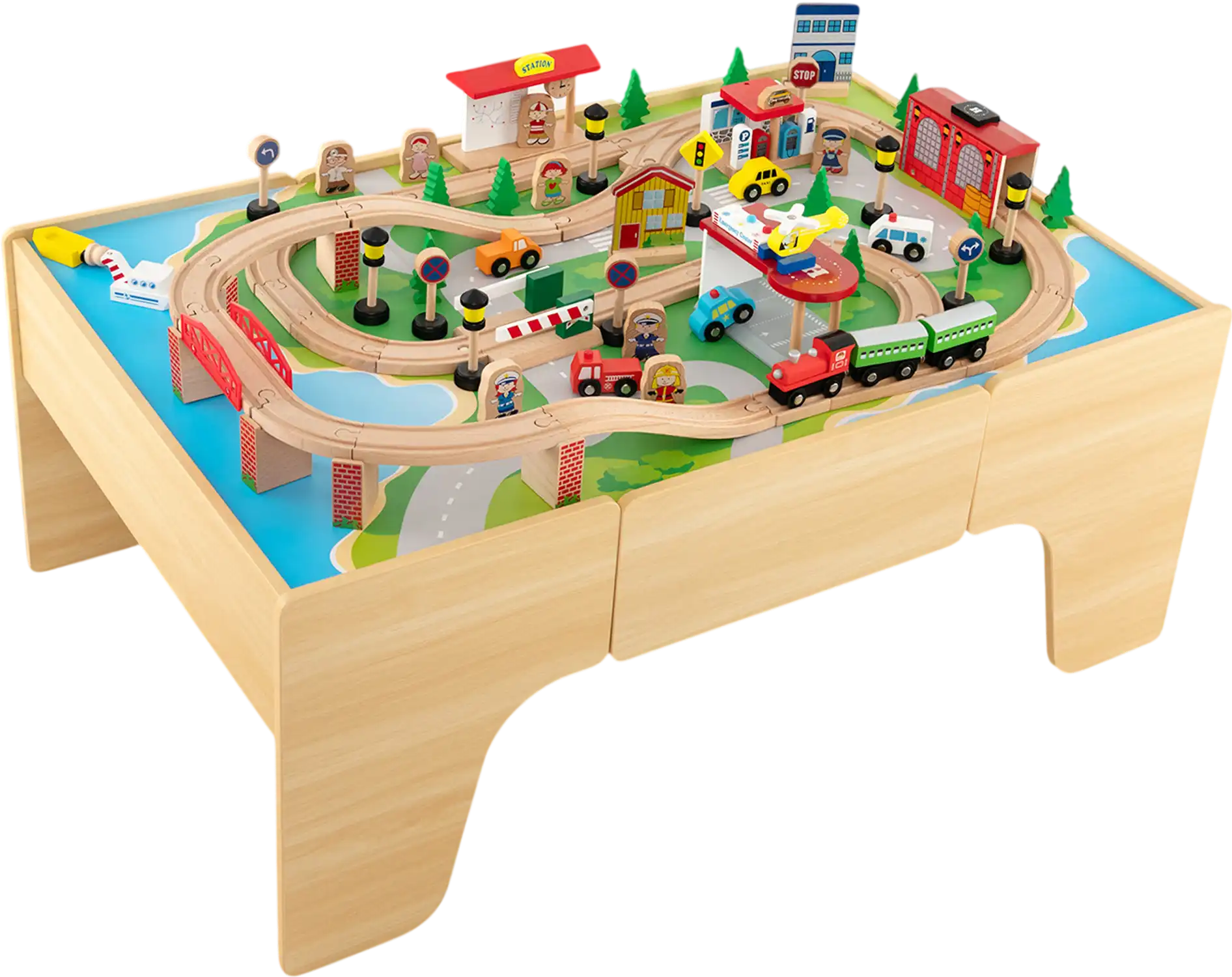 Costway 84-Piece Train & Building Block Table Reversible Top Creative Play Surface 94381018 New