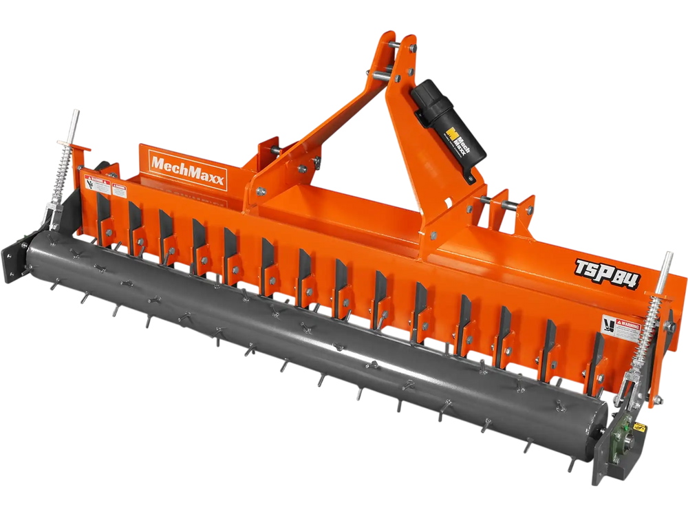 84" Heavy Duty Soil Pulverizer,  Single Spiked Roller,  29 Shanks,  Category 1 and 2,  3 Point Hitch Tractor Attachment,  TSP84