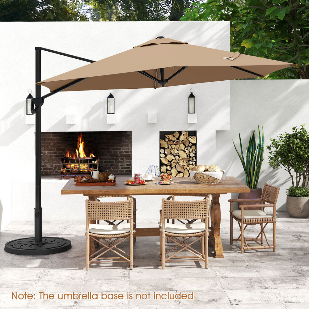9 FT Cantilever Patio Umbrella with Vented Top and Sun-Protective Canopy-Brown - Gallery View 1 of 10