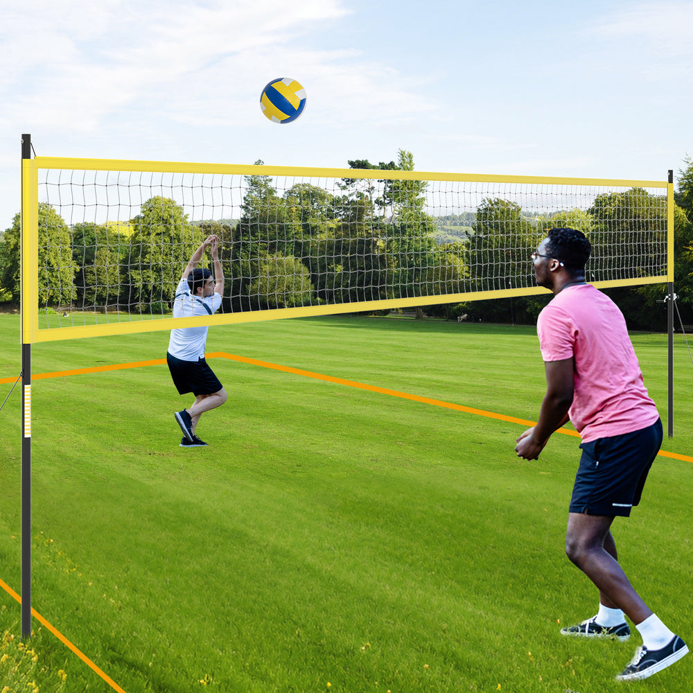 Portable Outdoor Volleyball Net Set Heavy-Duty Volleyball Net System-Yellow - Gallery View 1 of 10