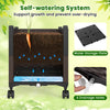 Self-watering raised garden bed with drainage holes, adjustable height, and lockable wheels for easy mobility.