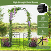 Black garden arbor with climbing trellis and side planters, perfect for garden decoration and stability in outdoor.