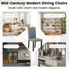 Mid-century modern dining chair set with gray polyester fabric and rubber wood legs, perfect for home or restaurant use.