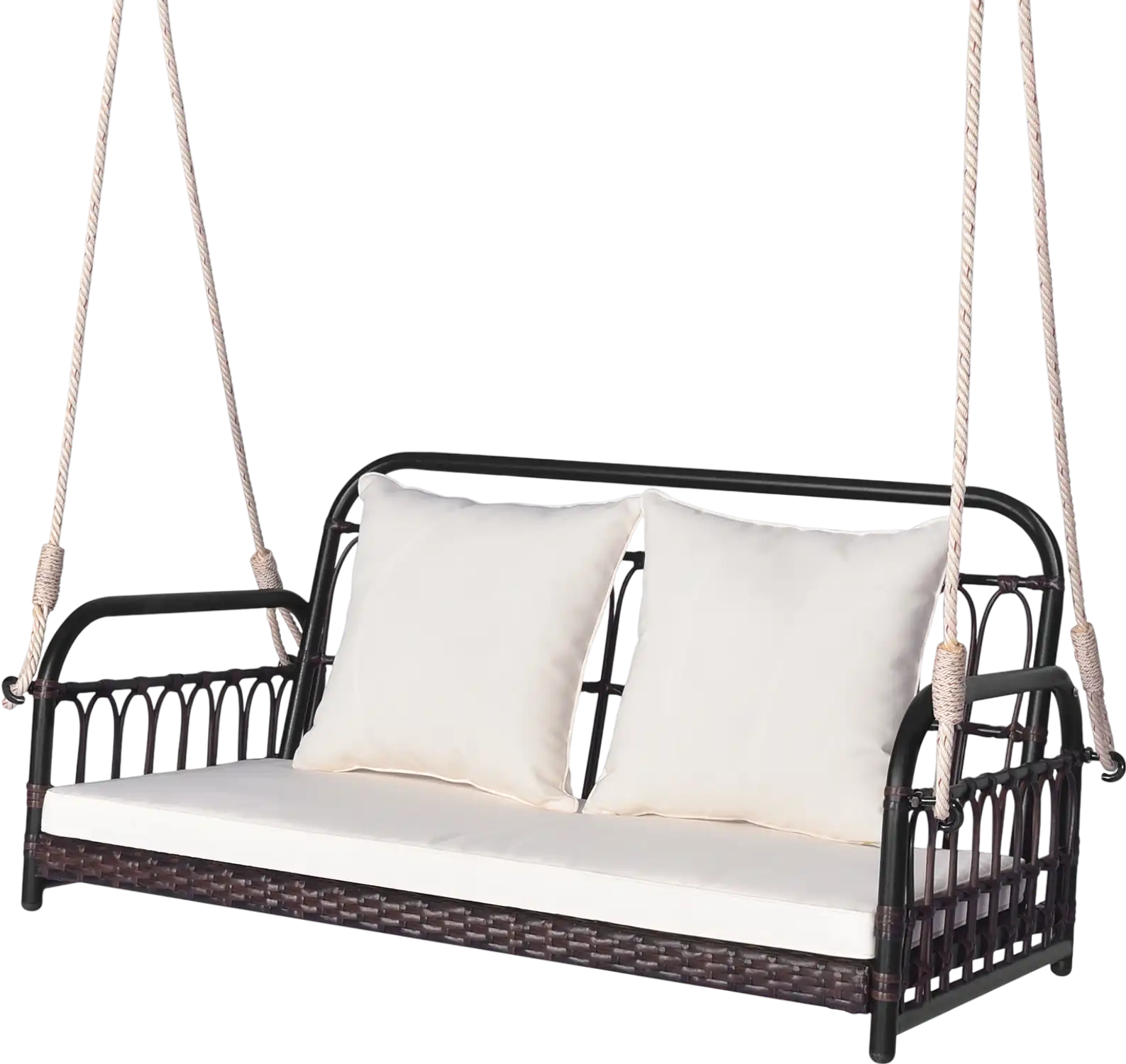 Costway 880 lbs Wicker Hanging Porch Swing with Cushions 96371582 New