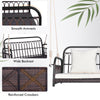 Close-up of the 880LBS wicker hanging porch swing showing smooth armrests, wide backrest, and reinforced crossbars.