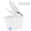 Smart toilet bidet with heated seat and customizable flushing options, designed for modern bathroom suites.