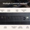 Back view of the 88-key electric piano keyboard showing multiple external sockets for audio input, output, and MIDI.