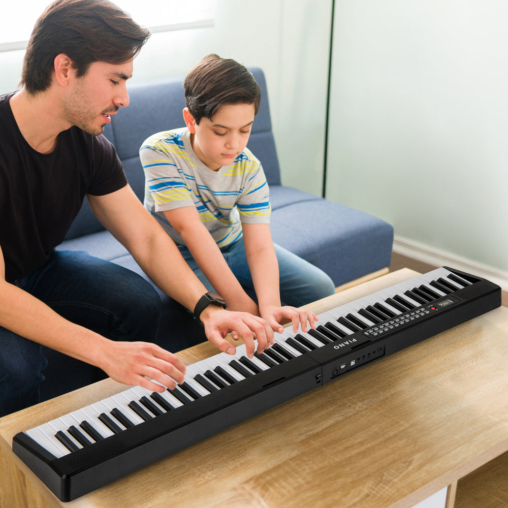 88 Key Foldable Electric Keyboard Piano with Wireless MIDI and Dual Speakers-Black - Gallery View 1 of 11