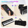 Foldable 88 key electric keyboard piano in black, designed for easy storage with wireless MIDI and dual speakers.