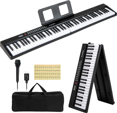 Costway 88-Key Foldable Electric Keyboard Piano Wireless MIDI Dual Speakers 682519743 New