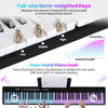 Full-size semi-weighted keys of the 88 key foldable electric keyboard piano, ideal for versatile music playing.