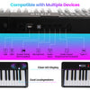 Close-up of the 88 key foldable electric keyboard piano showcasing USB, MIDI, and audio input/output ports for.