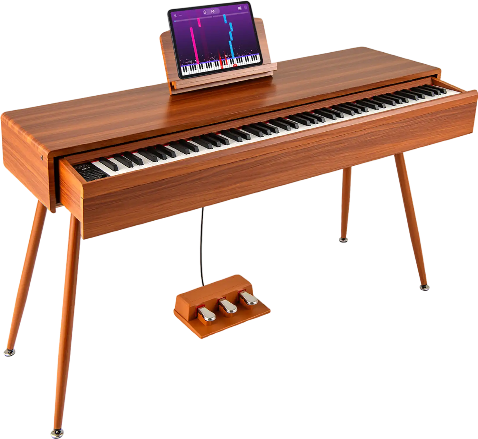 Costway 88-Key Graded Hammer Action Weighted Digital Piano Keyboard with Push-Pull Drawer 13722140 New