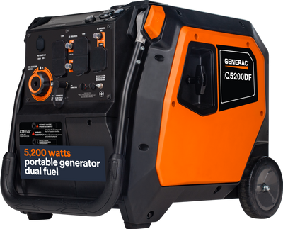 Generac iQ5200 DF 8945 3900W/5200W Generator Dual Fuel Gas Propane Inverter COSense Electric Start RFB