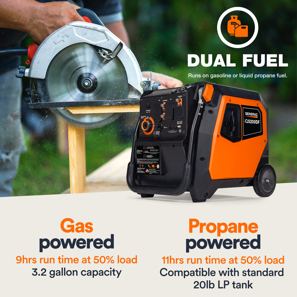 Propan Generic Generac iQ5200 DF 8945 3900W/5200W Generator Dual Fuel Gas Propane Inv ...