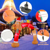8-foot Christmas dachshund arch with accessories like ropes and ground stakes, designed for secure outdoor display.