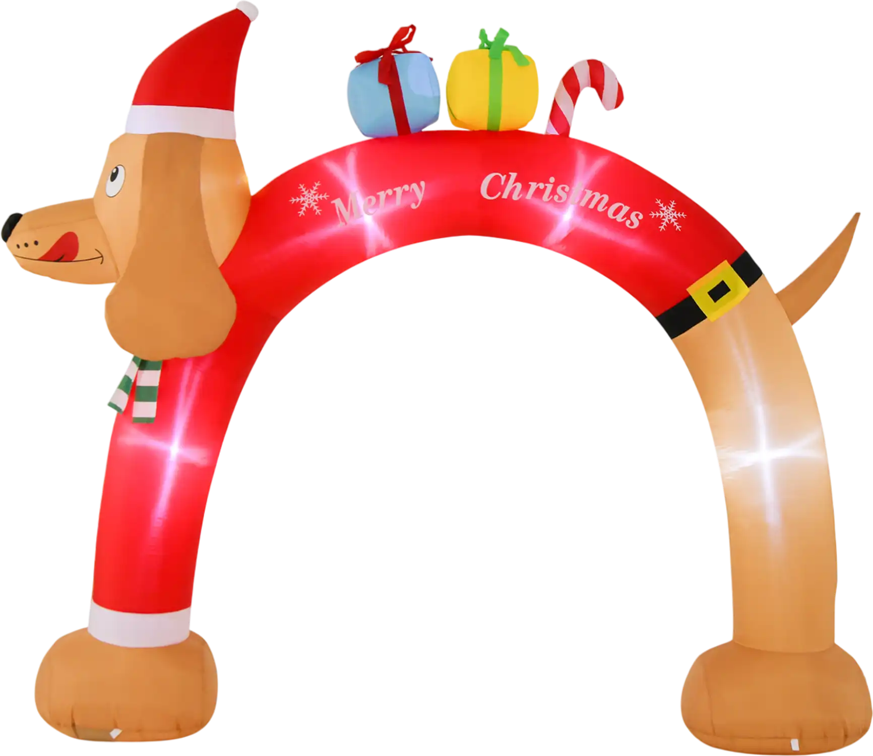 Costway 8' Lighted Inflatable Christmas Dachshund Arch w/ Air Blower 69135274 New