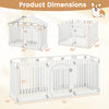Dimensions of the 8-panel tall plastic dog fence in white, designed for indoor and outdoor pet containment.