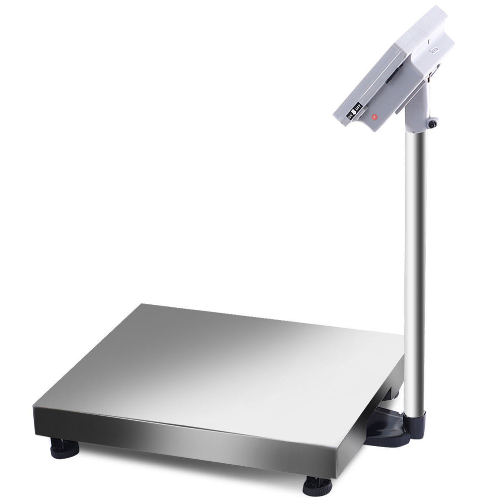 Digital floor platform scale featuring a reinforced stainless steel platform and adjustable feet for stable weighing up.