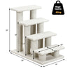 4-step beige pet stairs with scratching posts, made of durable particle board, ideal for cats to climb and scratch.