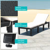 Cushioned rattan lounge chair with adjustable height and weather-resistant design, perfect for patio or poolside.