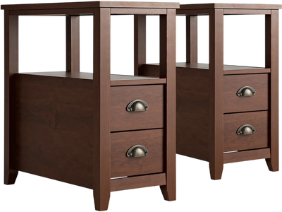Costway 2-Piece Wooden Nightstand Set w/ 2 Drawers 28391506 New