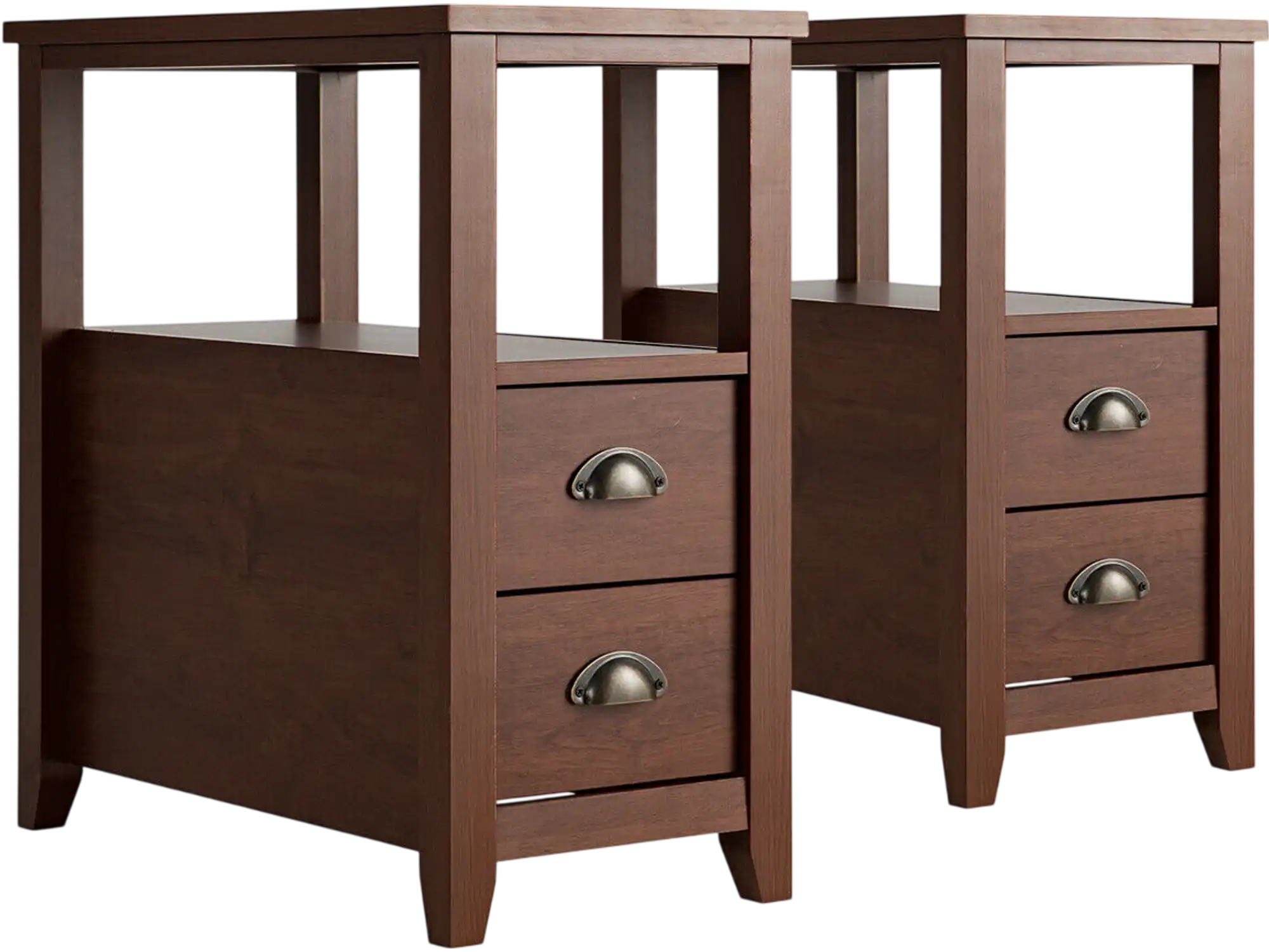 Costway 2-Pc Wooden Nightstand Set w/ 2 Drawers 28391506 New
